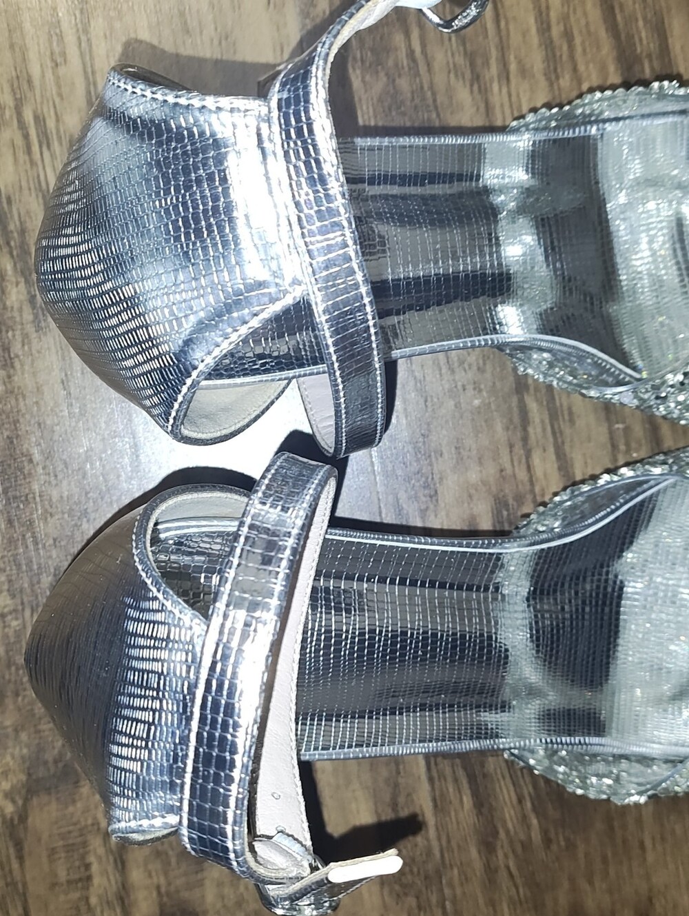 Silver Women's Strappy Block Heel Sandals